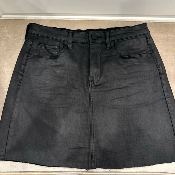 BLANK NYC Black wax coated denim skirt, 27
